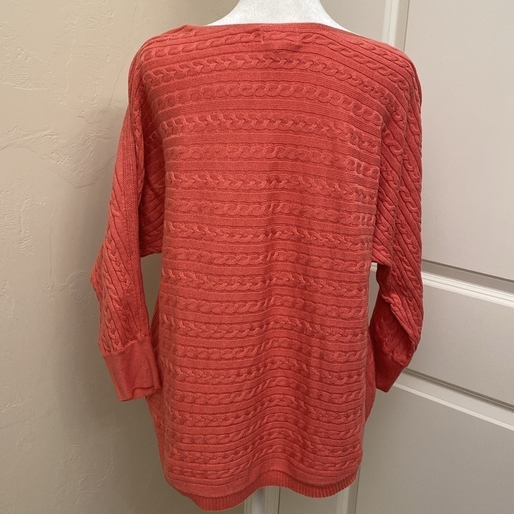Market & Spruce cashmere blend Cable knit Sweater Top Women’s L boat neck Coral - Picture 2 of 10